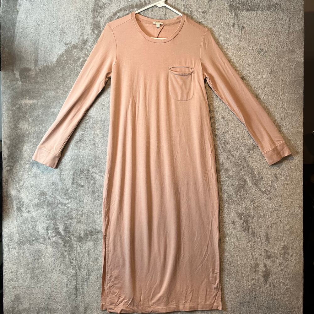 Cuyana Womens Pima Cotton Midi Dress Long Sleeve Keyhole Back Pink Size‎ Small